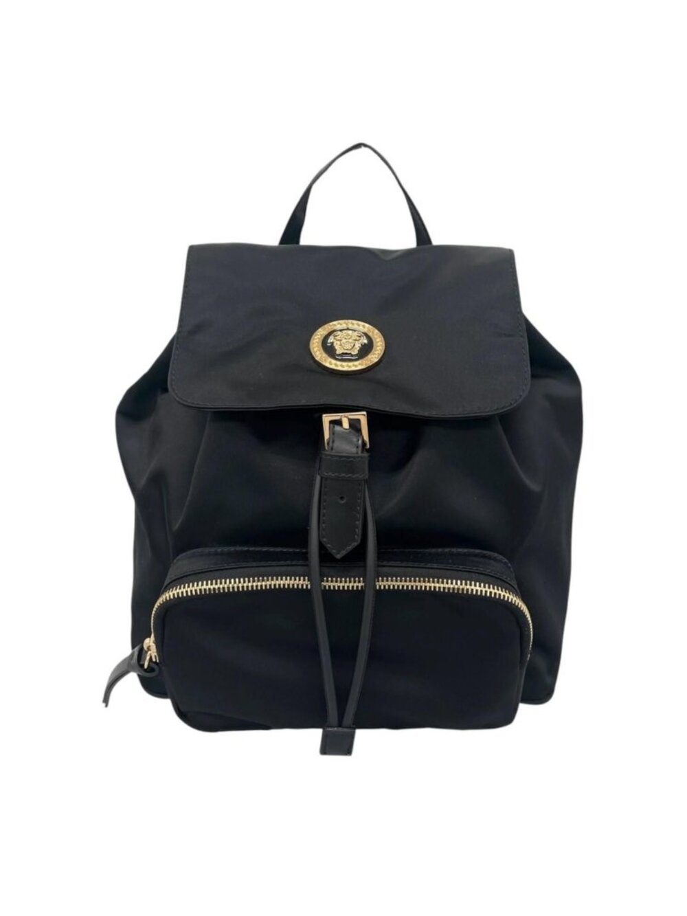 Versace Nylon Backpack Cowhide Black Medusa